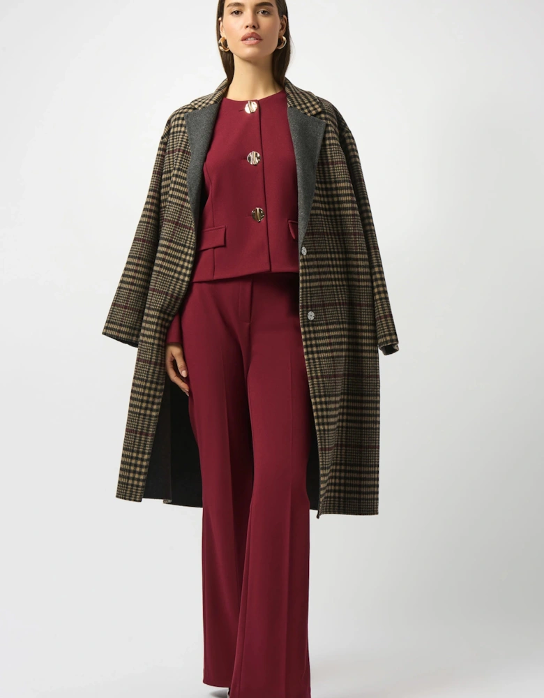 Wool blend plaid double faced coat