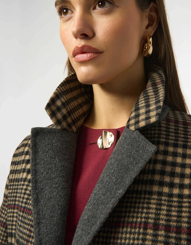 Wool blend plaid double faced coat