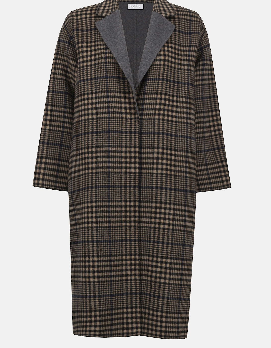Wool blend plaid double faced coat