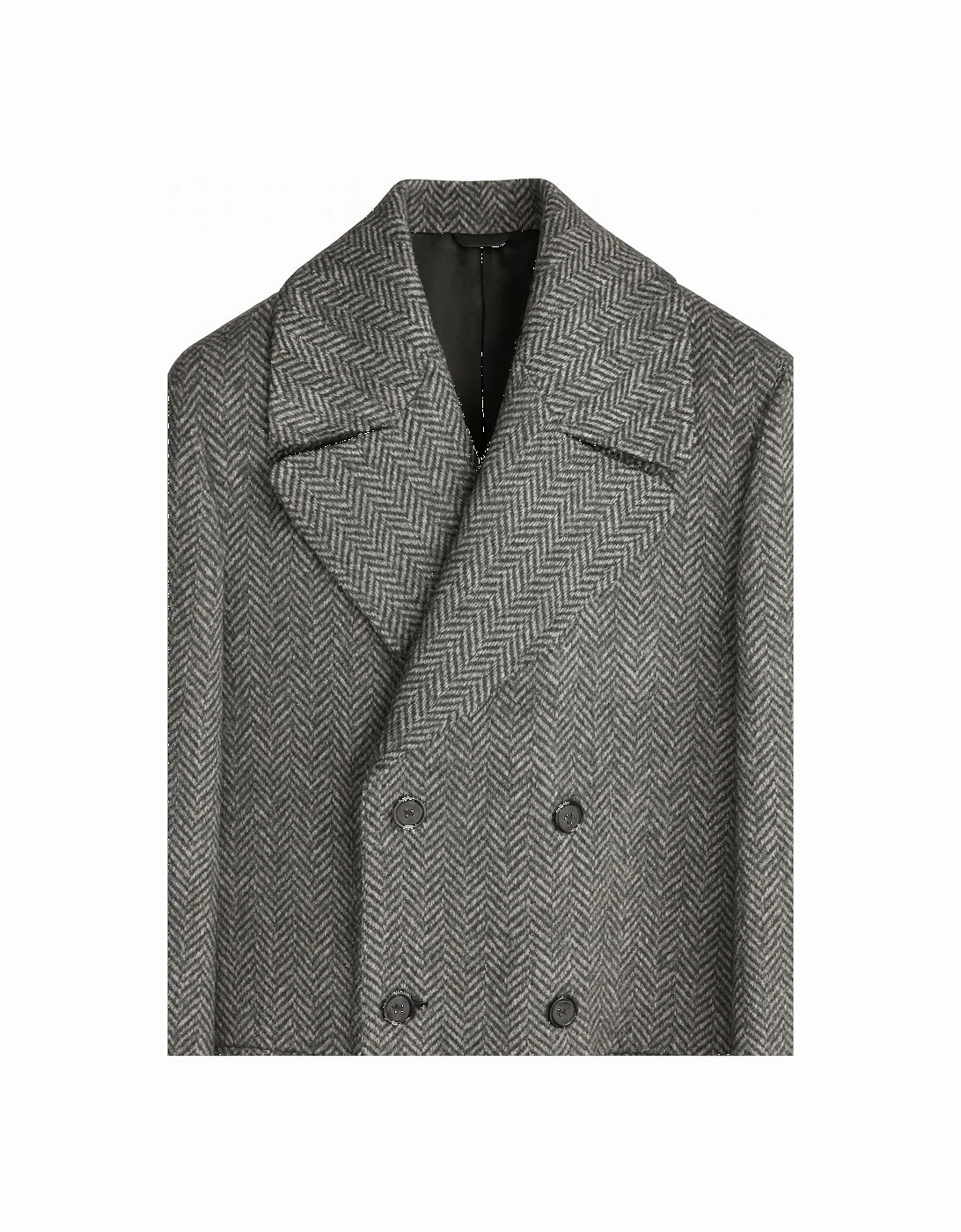 Men's Grey Herringbone Winter Overcoat
