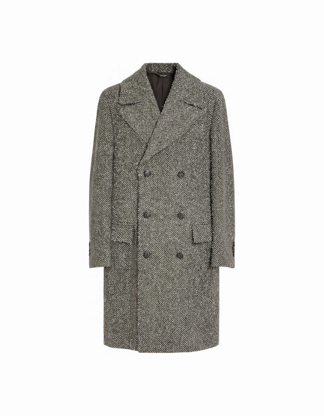Men's Grey Herringbone Winter Overcoat, 3 of 2