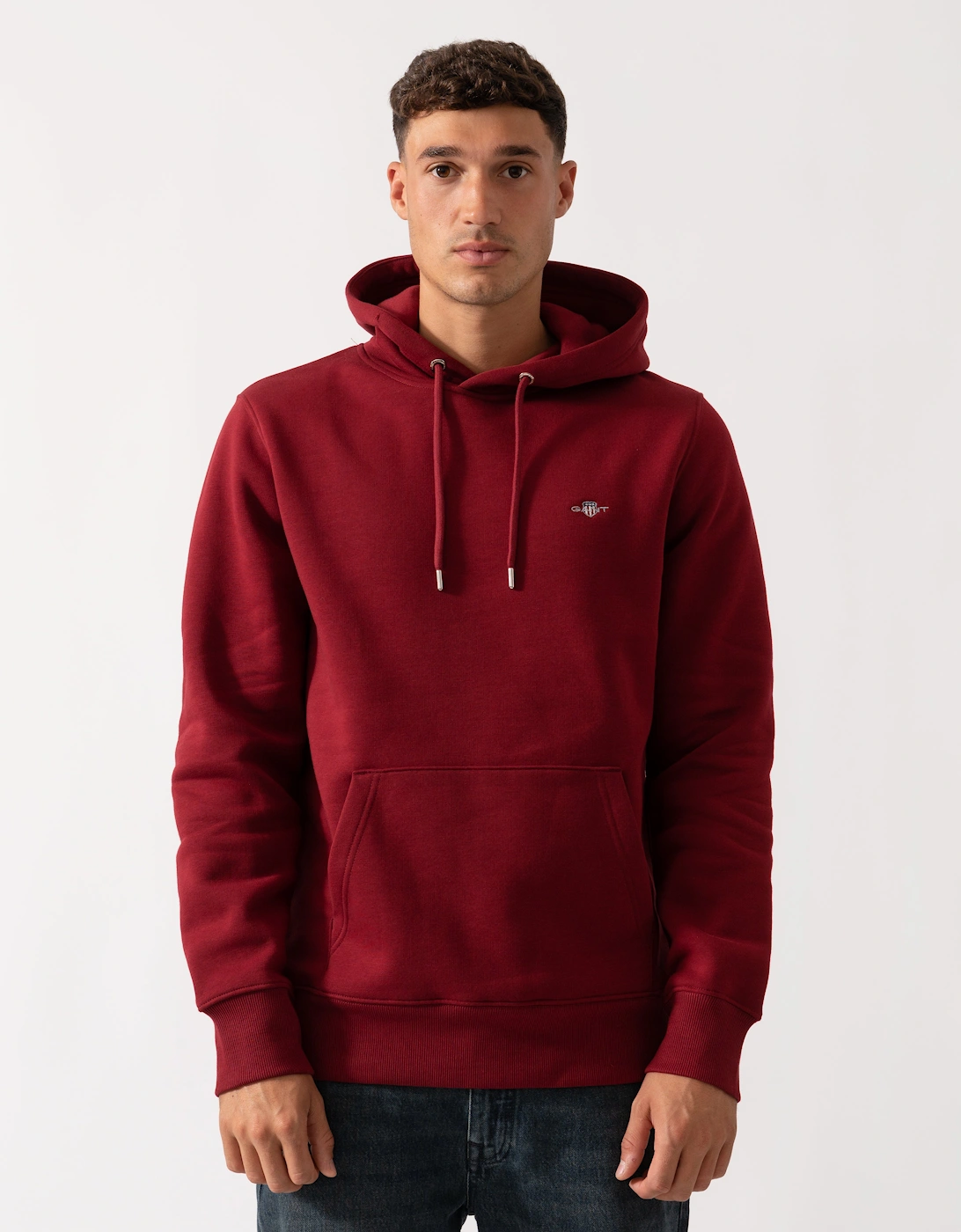 Mens Regular Fit Shield Logo Pullover Hoodie - 604 Plumped Red, 6 of 5