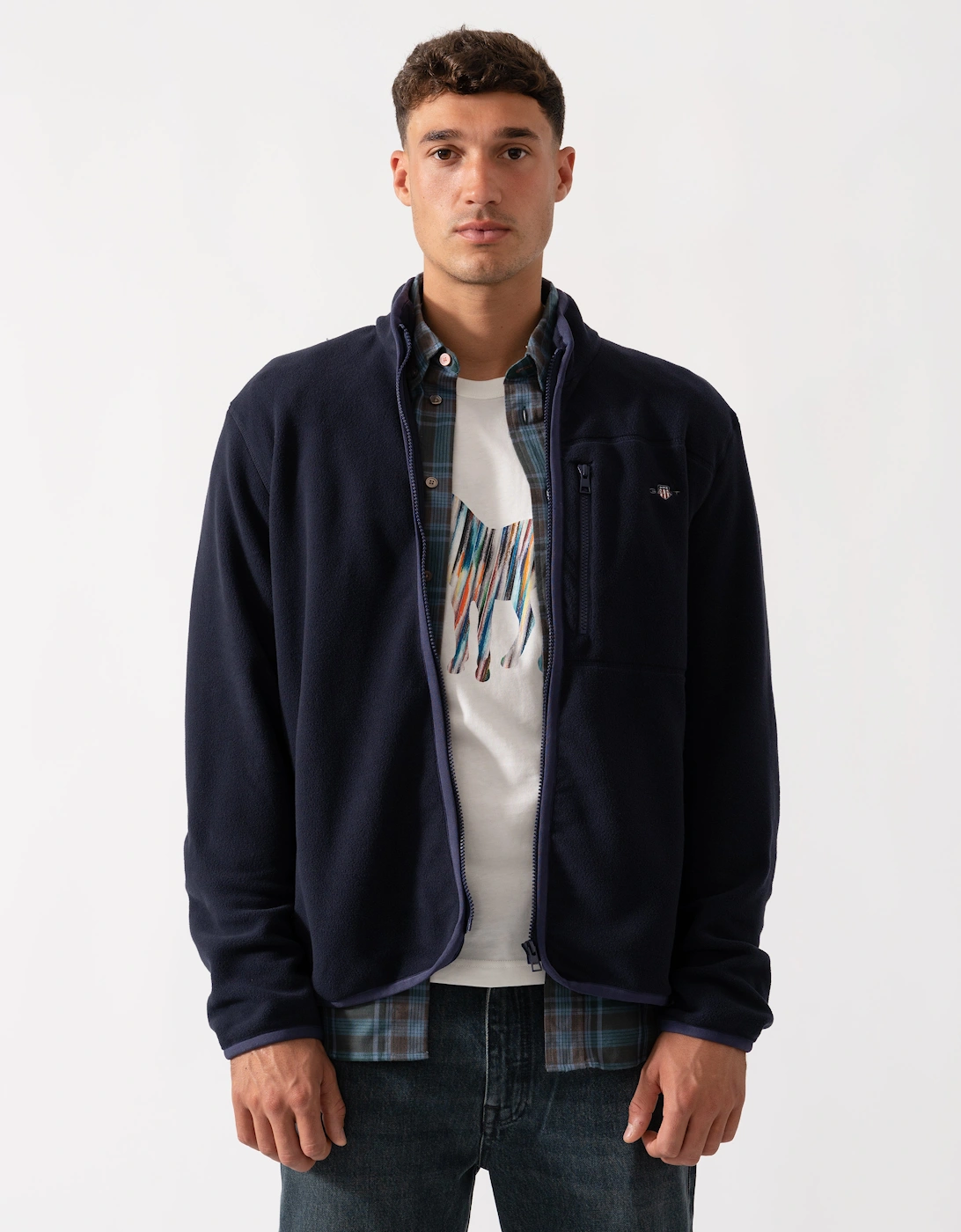 Mens Micro Fleece Jacket - 433 Evening Blue, 2 of 1