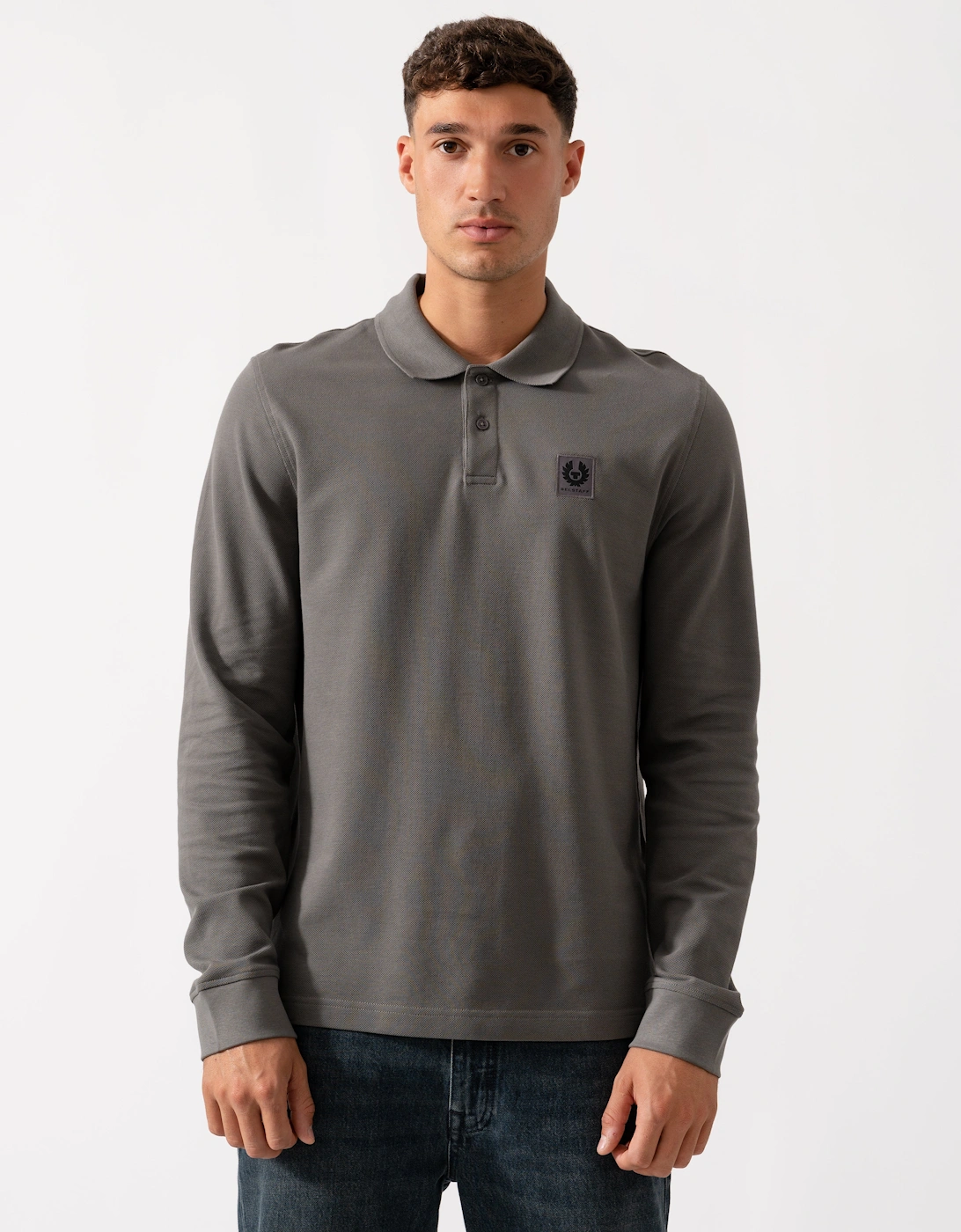Long Sleeved Mens Essentials Polo - Tornado Grey, 8 of 7