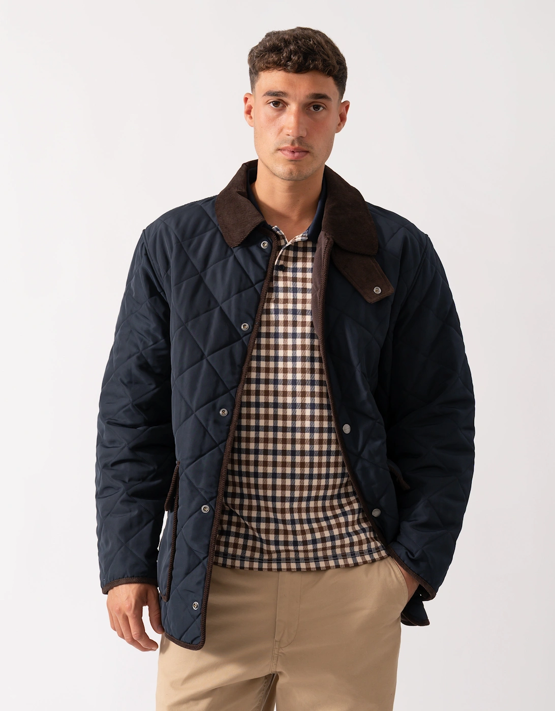 Mens Diamond Quilted Fleece Jacket - 433 Evening Blue, 2 of 1