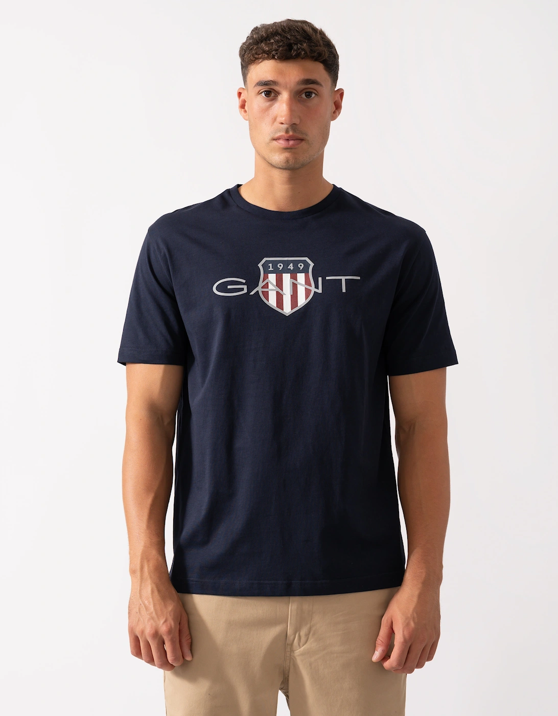 Mens Short Sleeve Archive Shield T-Shirt - 433 Evening Blue, 2 of 1
