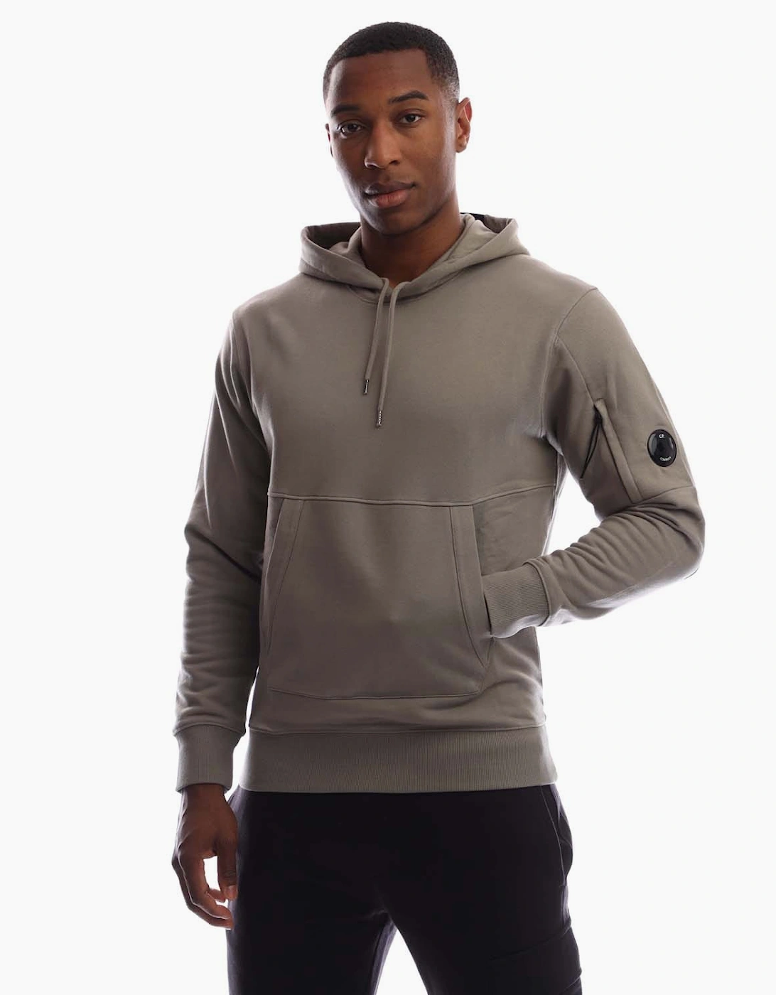 CP Company Men's Diagonal Raised Fleece Lens Hoodie - Grey - Size: 42