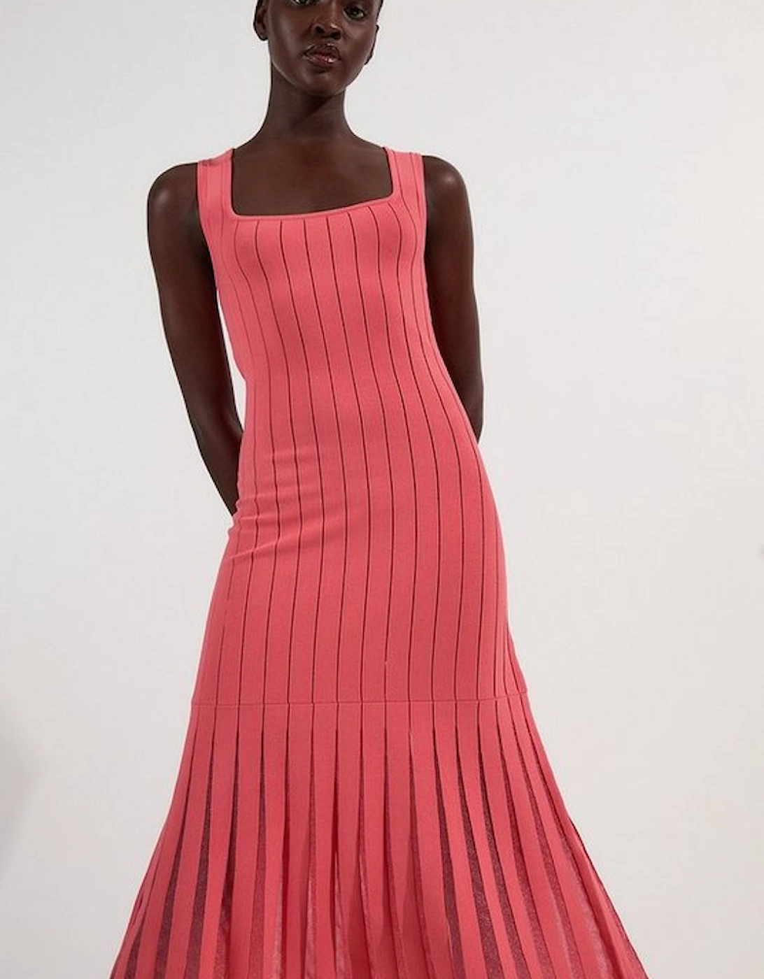 Tall Compact Stretch Square Neck Knitted Flippy Dress, 4 of 3
