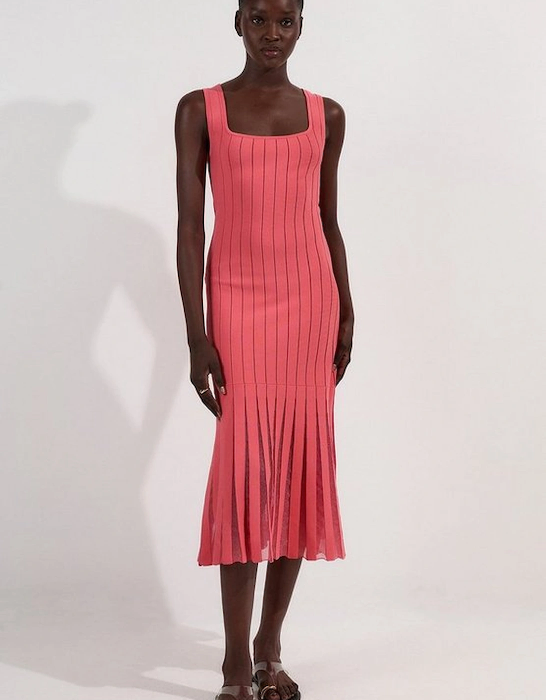 Tall Compact Stretch Square Neck Knitted Flippy Dress