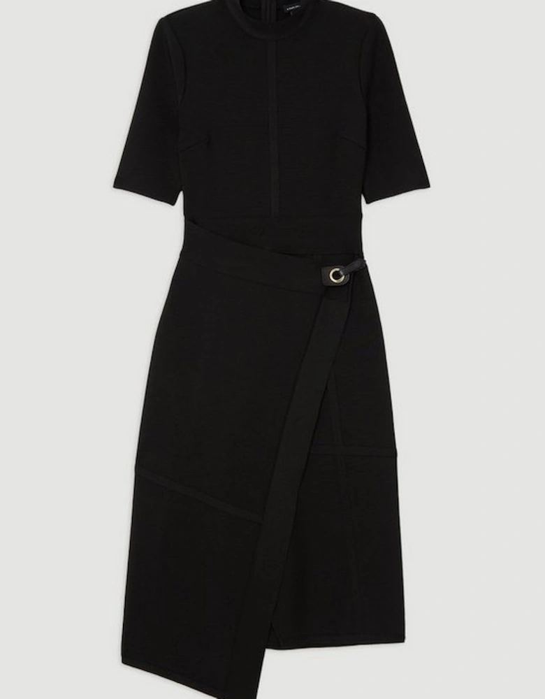 Plus Size Figure Form Bandage Asymmetric Knit Midi Dress