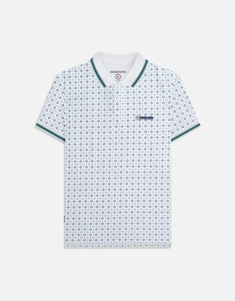 Mens Geometric Allover Print Polo Shirt