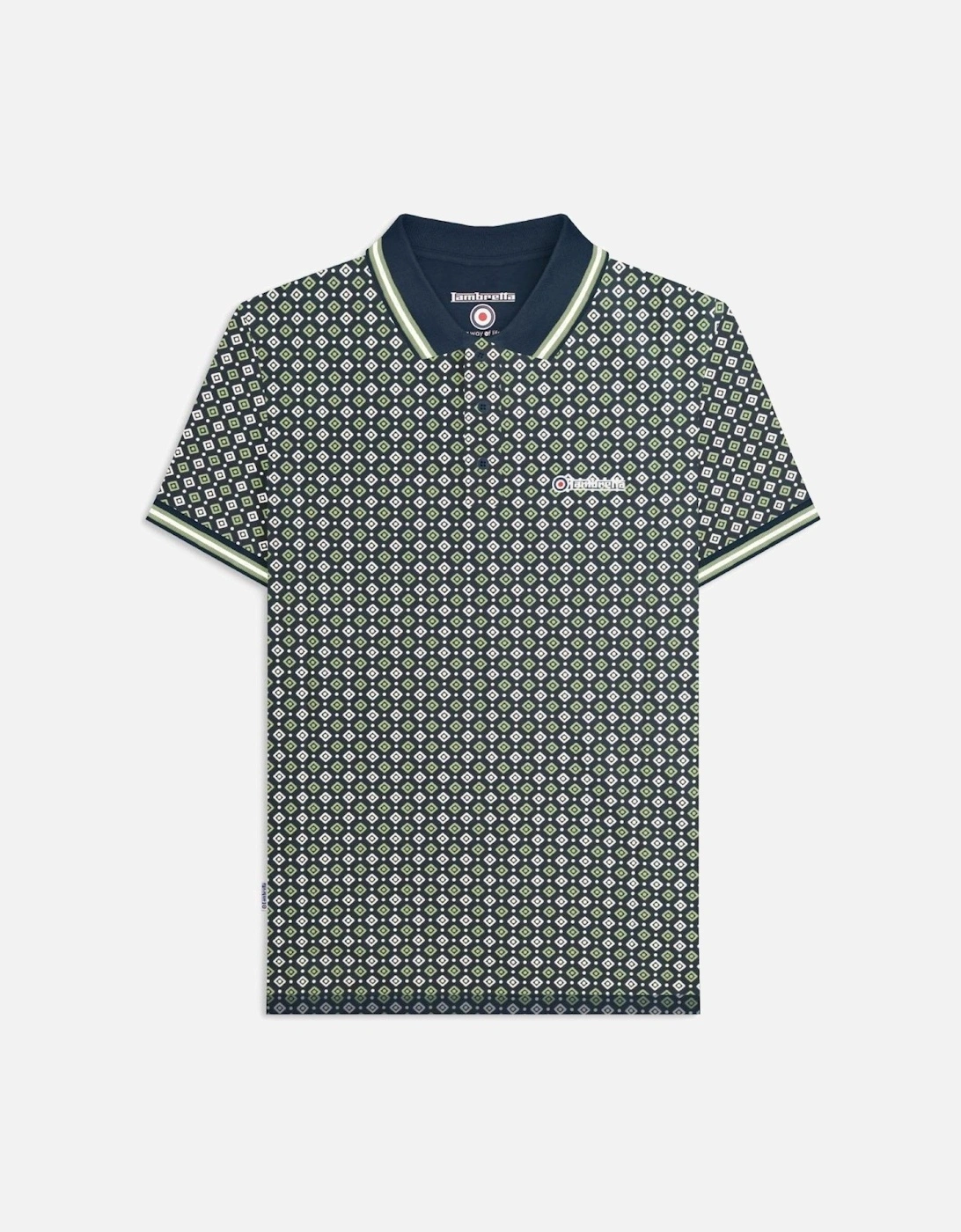 Mens Geometric Allover Print Polo Shirt, 2 of 1