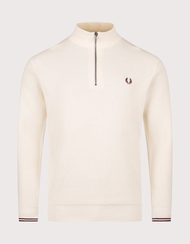 Waffle Stitch Quarter Zip Jumper