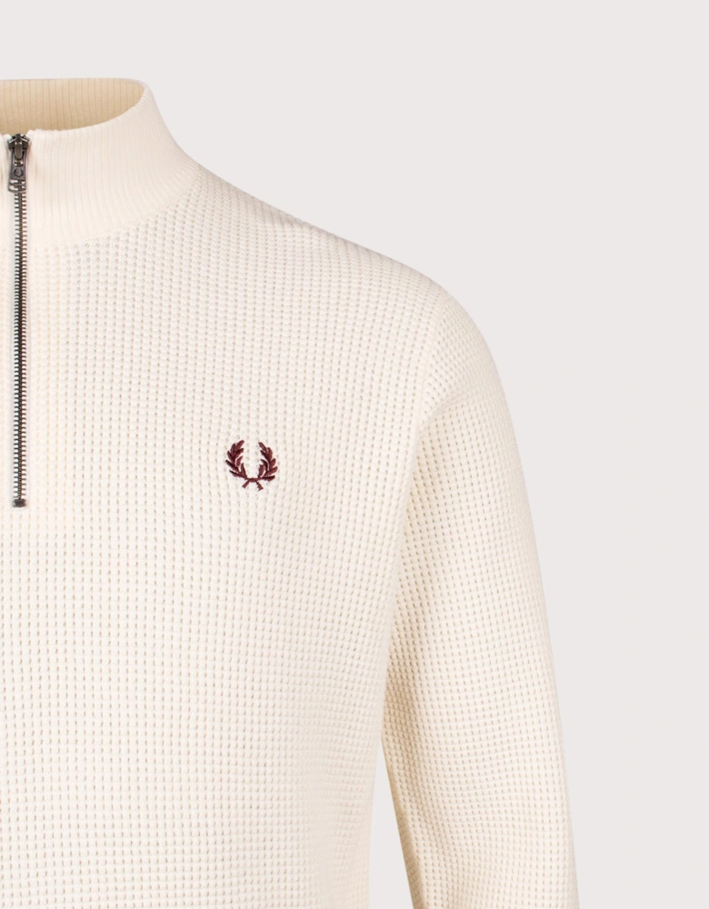 Waffle Stitch Quarter Zip Jumper