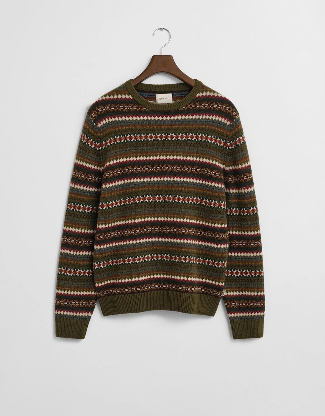 Mens Fair Isle Crew Neck Jumper - 360 Country Green, 2 of 1