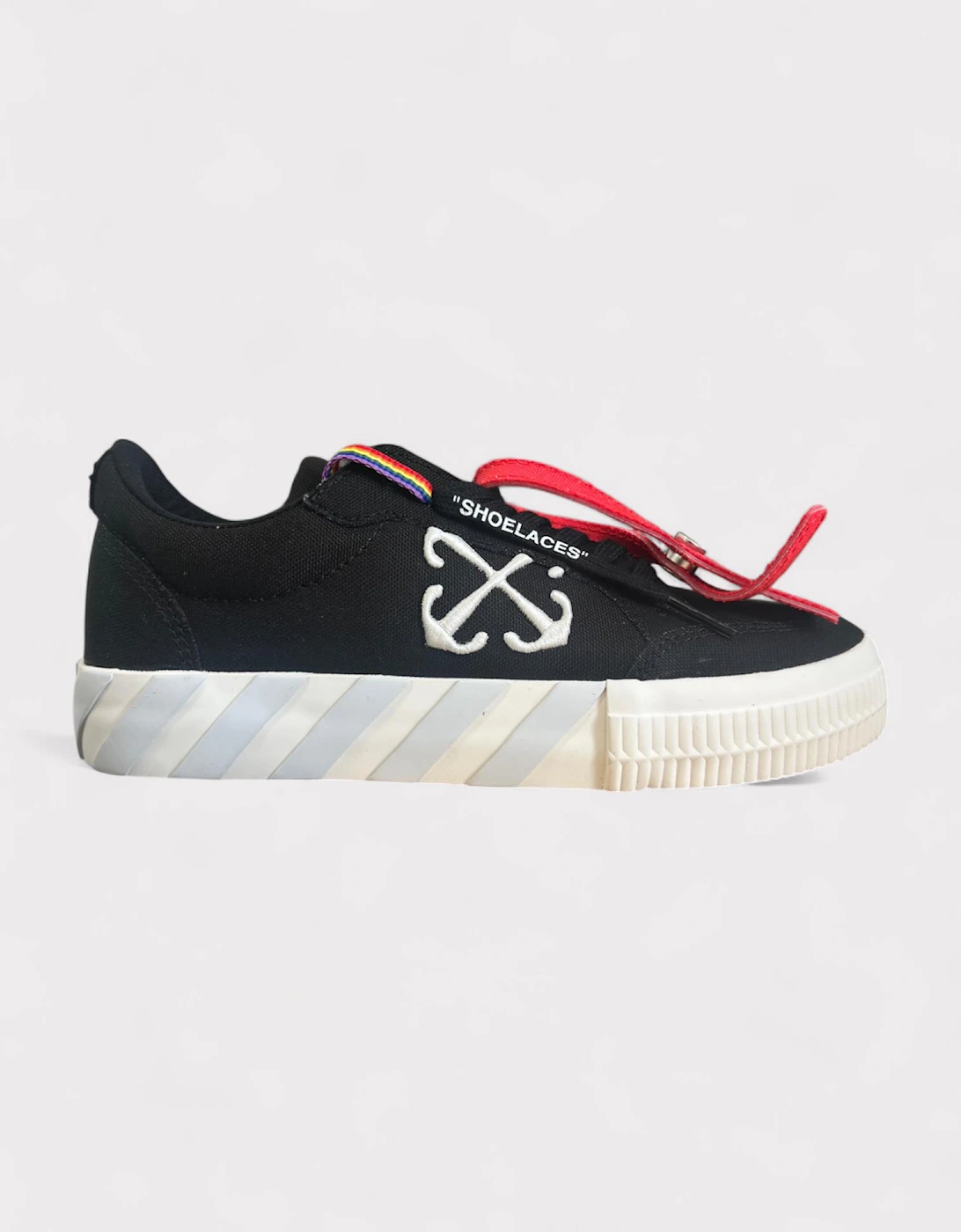 Vulcanised Lace Up Sneaker Black White Kids, 5 of 4