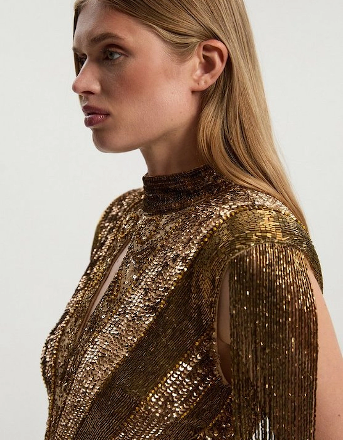 Petite Embellished Beaded Cap Sleeve Woven Mini Dress