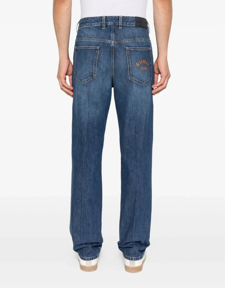 Straight Fit Vintage Denim Jeans Blue