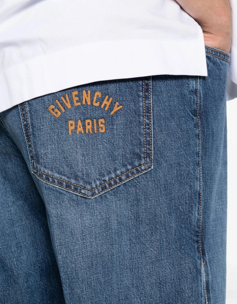 Straight Fit Vintage Denim Jeans Blue