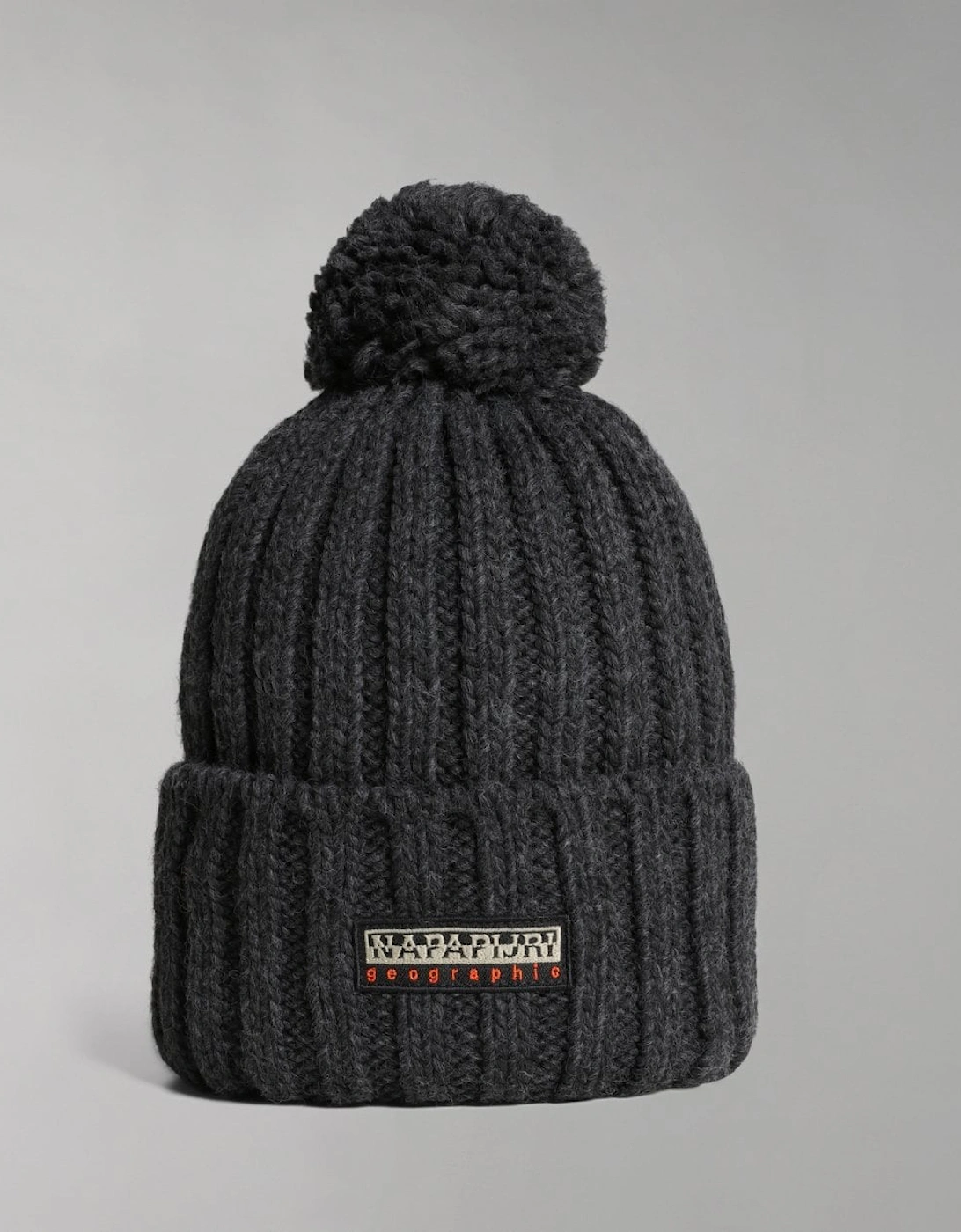 Women's Napapijri Fea 2 Bobble Hat - Dark Grey Melange 197 - Black - Size: ONE size