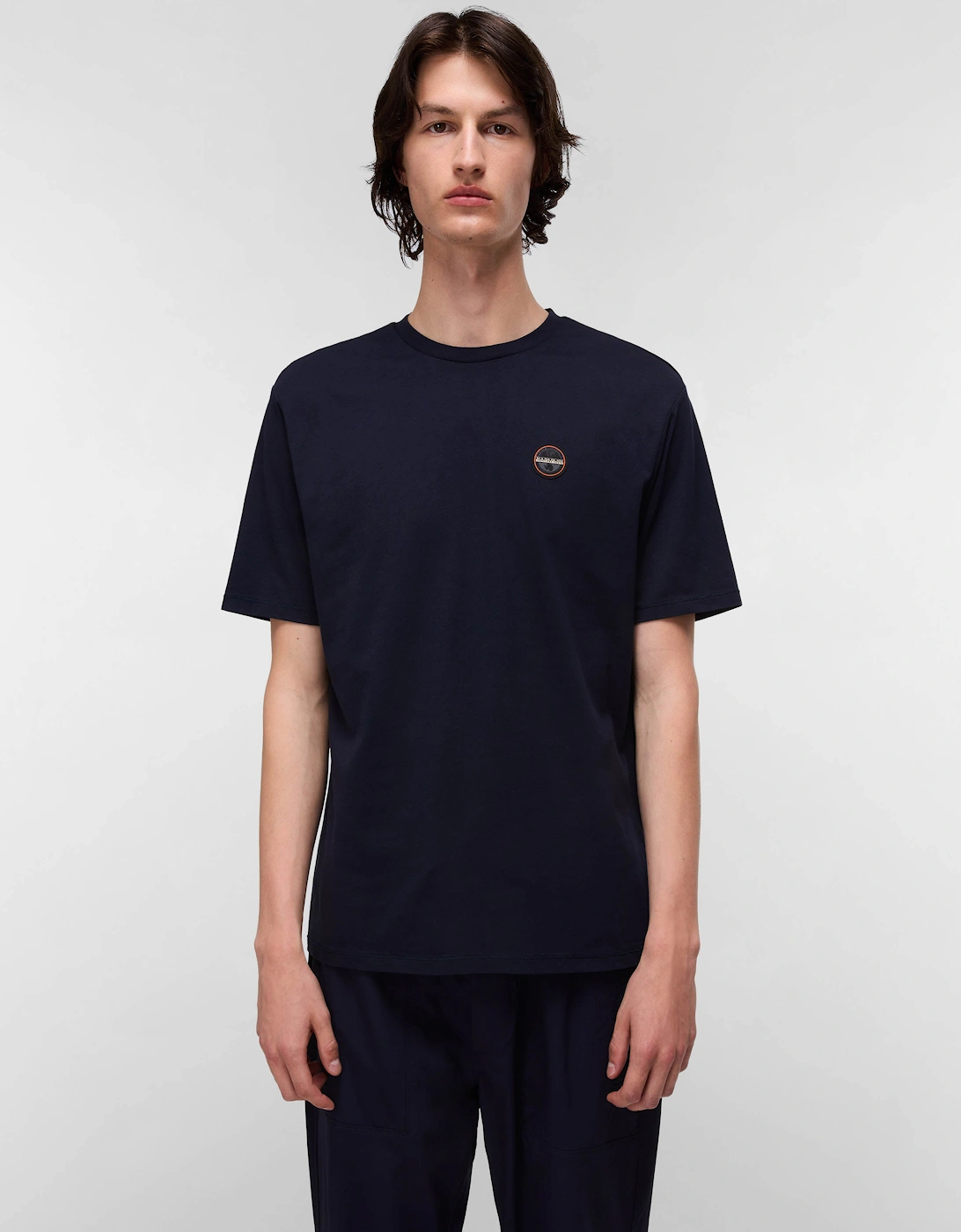 Napapijri Men's Black Badge Short Sleeve T-Shirt - Blue Marine 176 - Size: 44