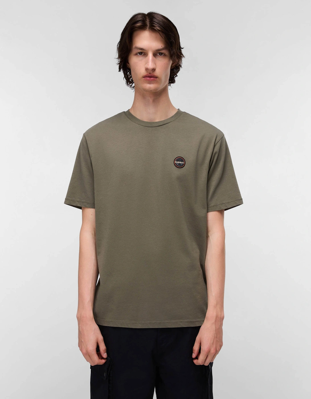 Napapijri Men's Tan Badge Short Sleeve T-Shirt - Tea Leaf G0a - Size: 40