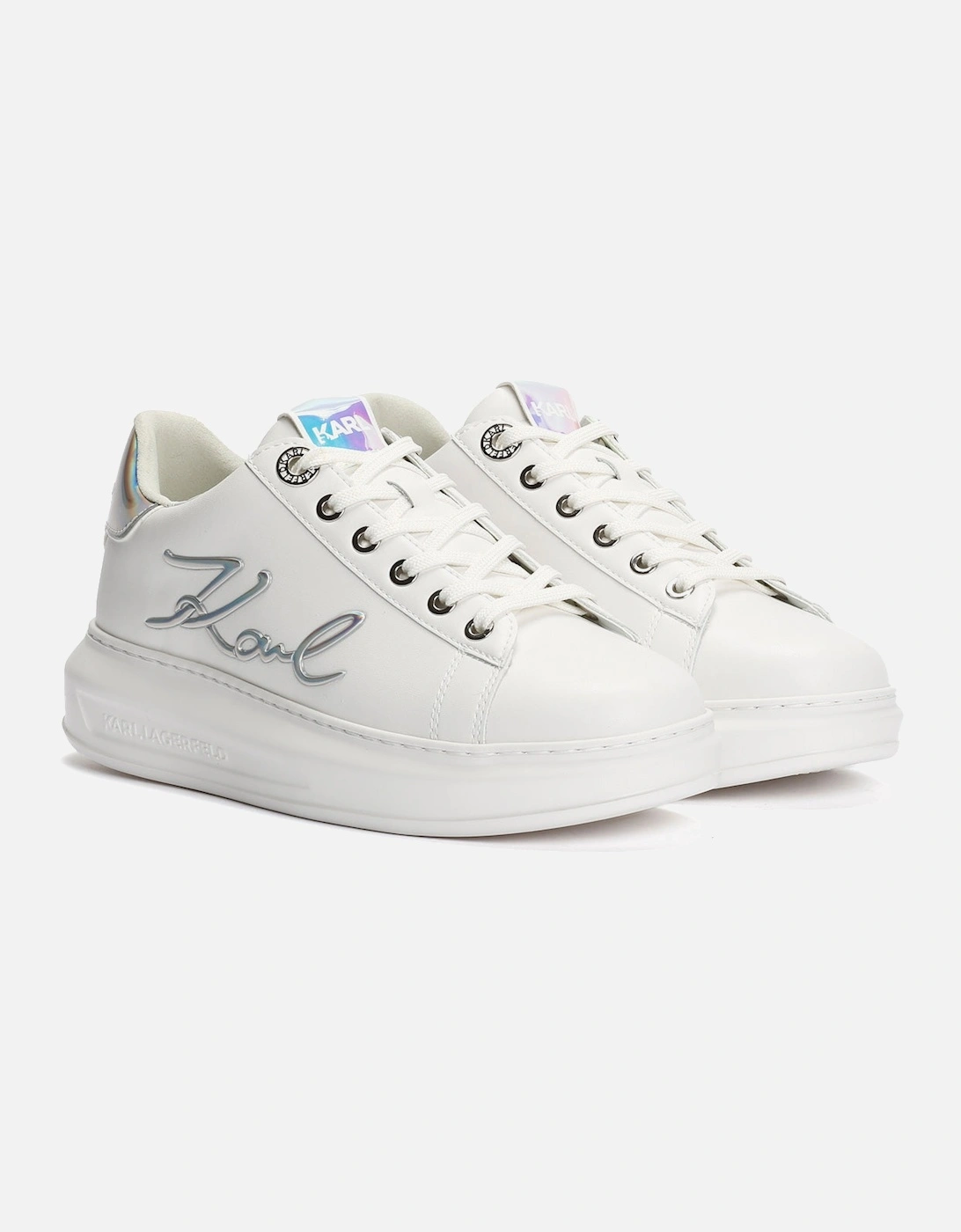 Women's Karl Lagerfeld Kapri Signa Lace Womens White / Iridescent Trainers - Size: 6