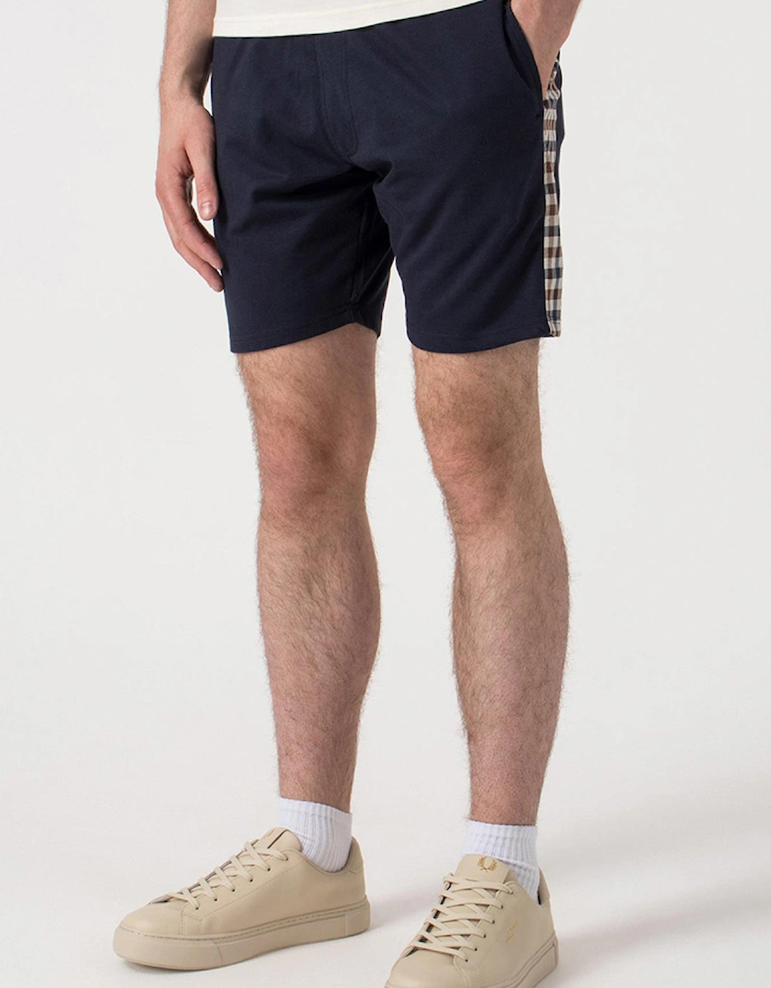 Men's Aquascutum Club Check Details Shorts - Navy - Size: 32/33/32