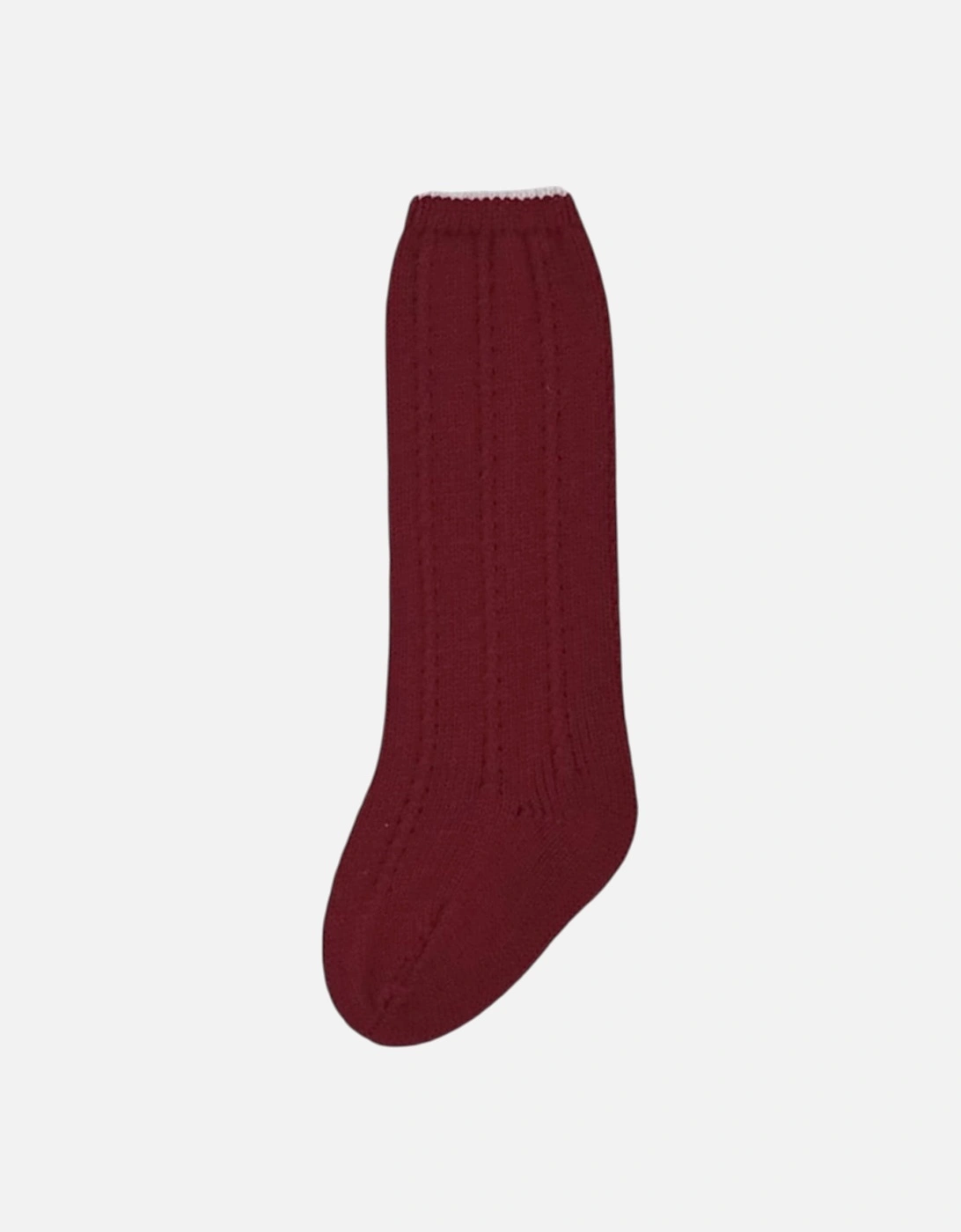 Boys Dark Red and Cream Knit Socks, 2 of 1