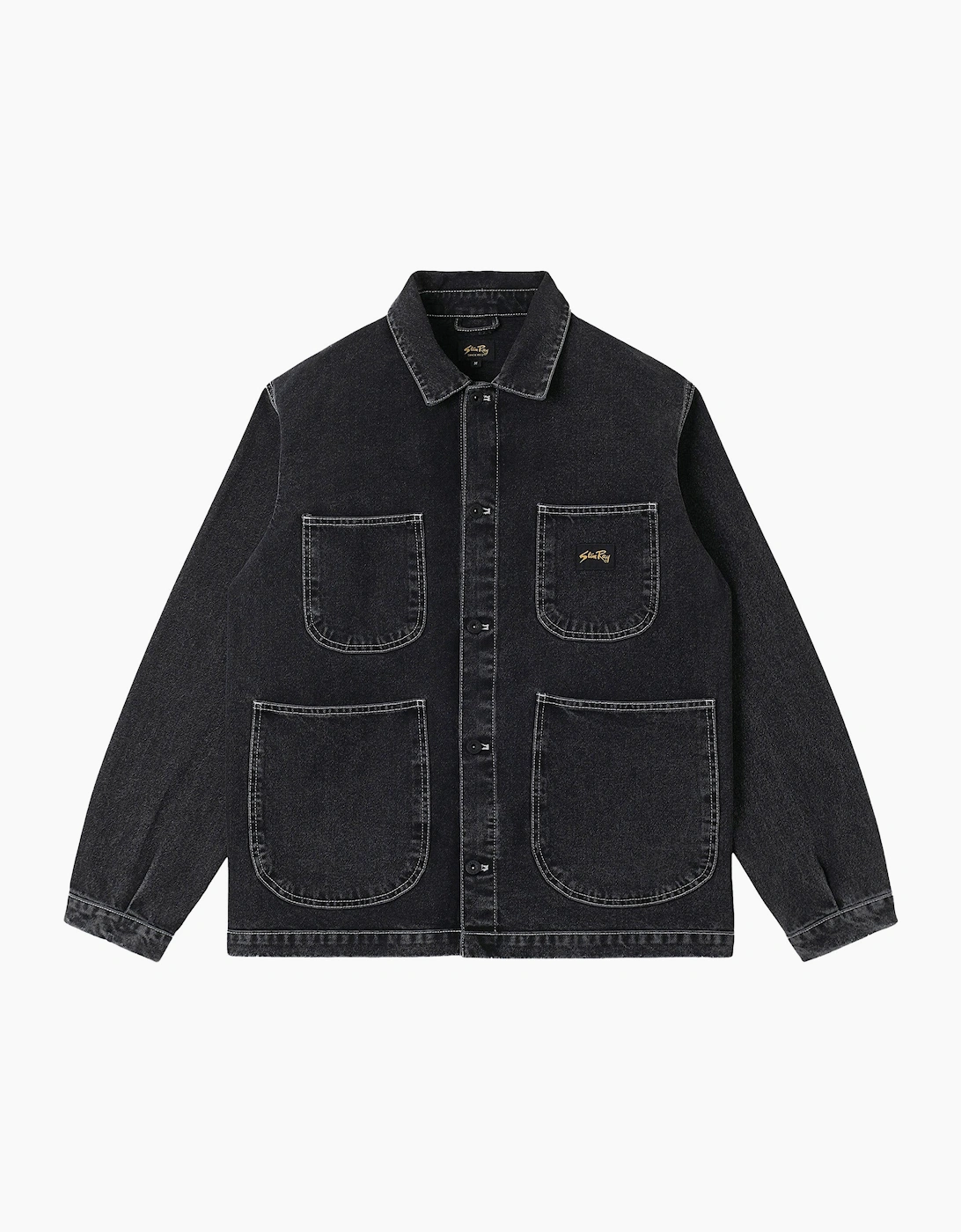 Men's Stan Ray Coverall Jacket - Stonewash Black Denim - Size: Regular/40