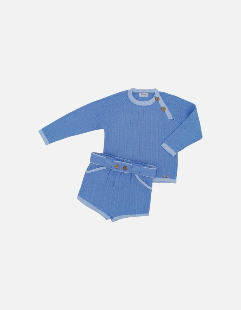 Boys Blue and Pale Knit Short Set