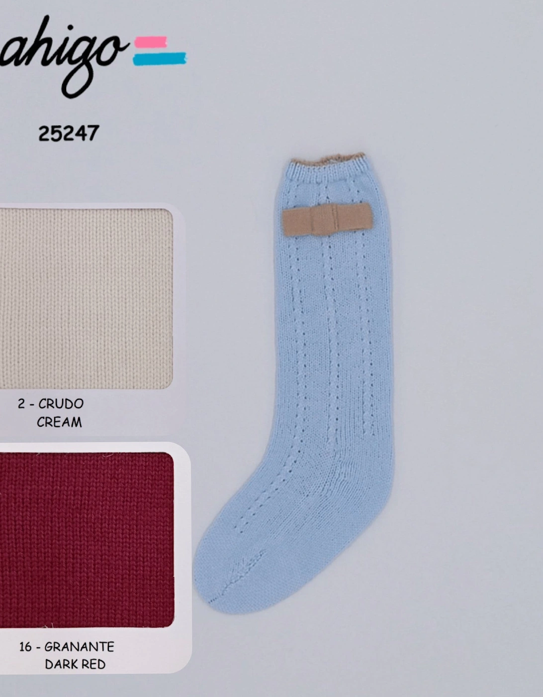Girls Dark Red and Cream Knit Socks, 2 of 1