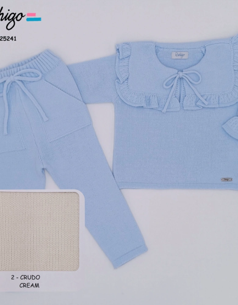 Girls Cream Knit Collared Tracksuit