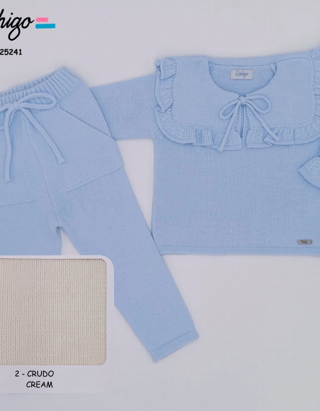 Girls Cream Knit Collared Tracksuit, 2 of 1