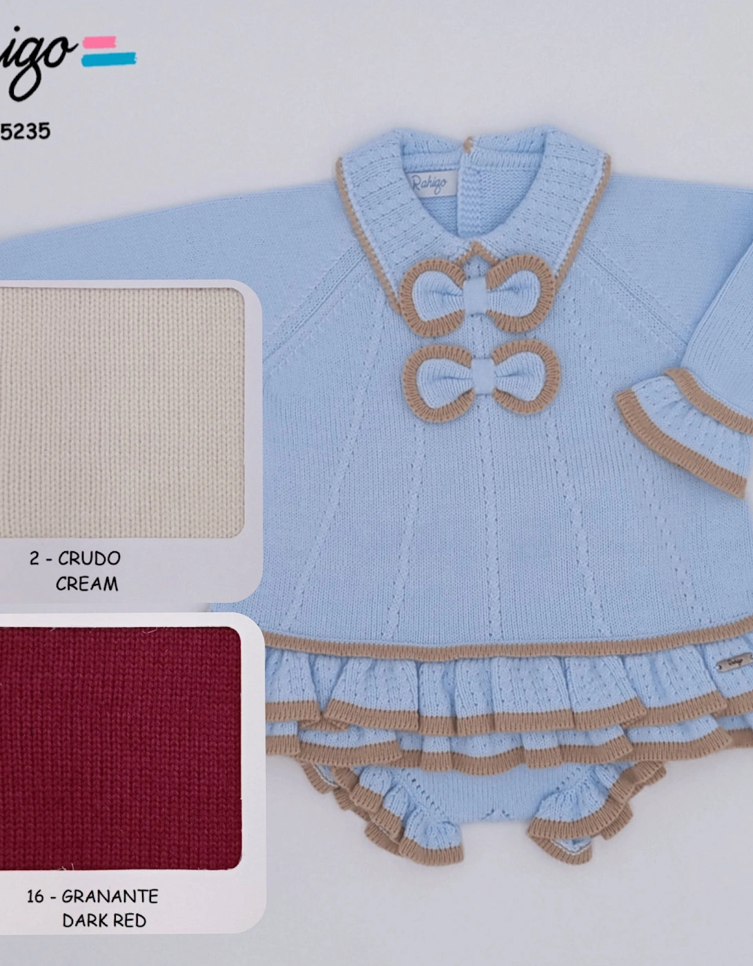 Girls Dark Red and Cream Knit Dress Set, 2 of 1