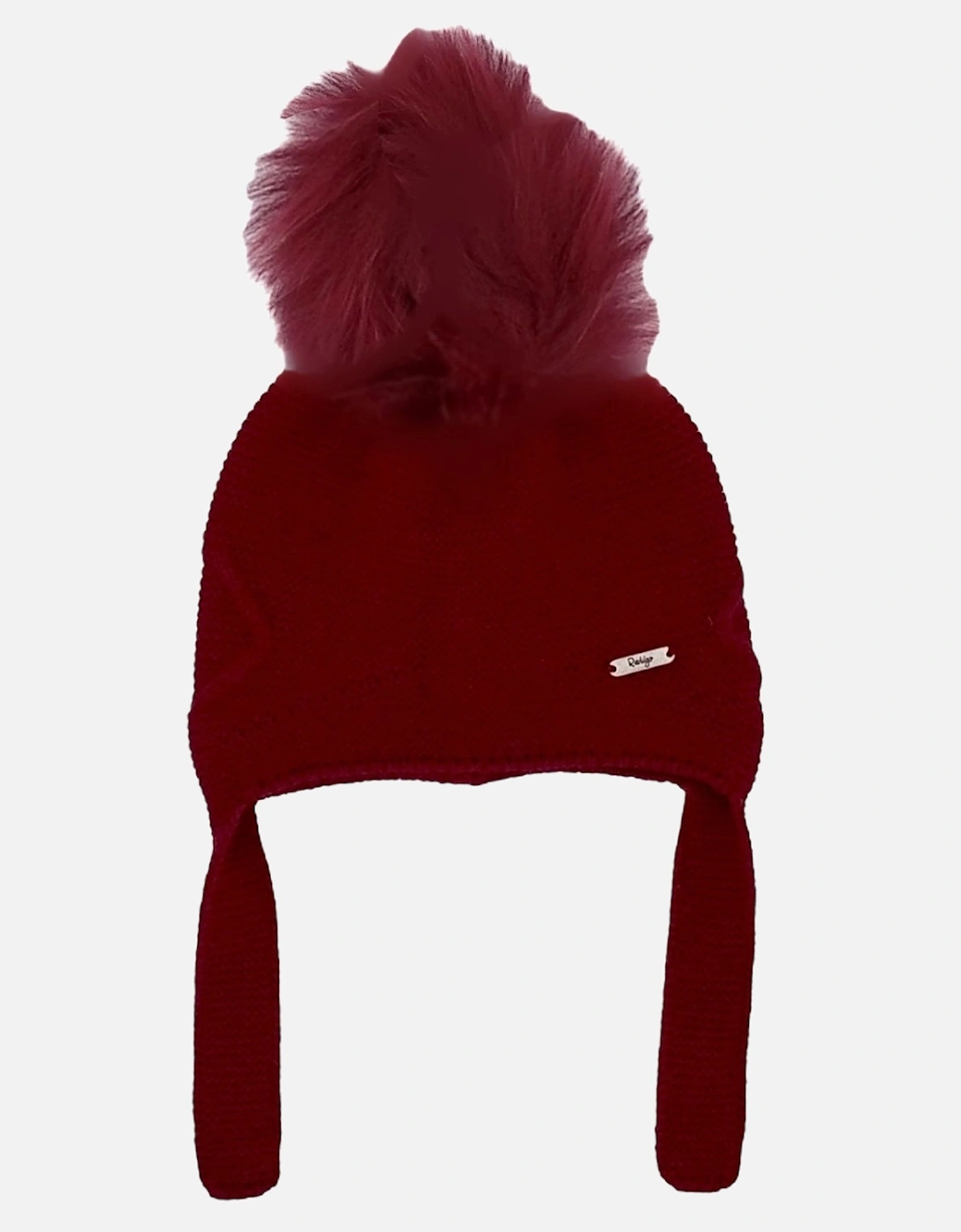 Dark Red Knit Fur Tie Hat, 2 of 1