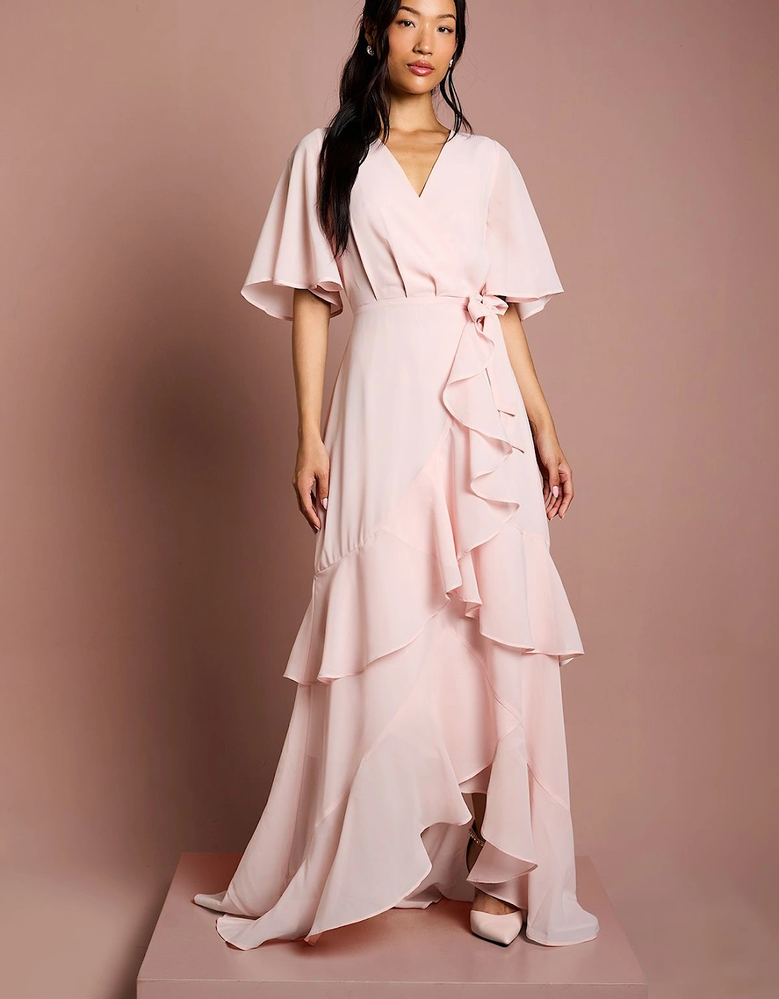 Angel Sleeve Tiered Bridesmaids Maxi Dress, 2 of 1