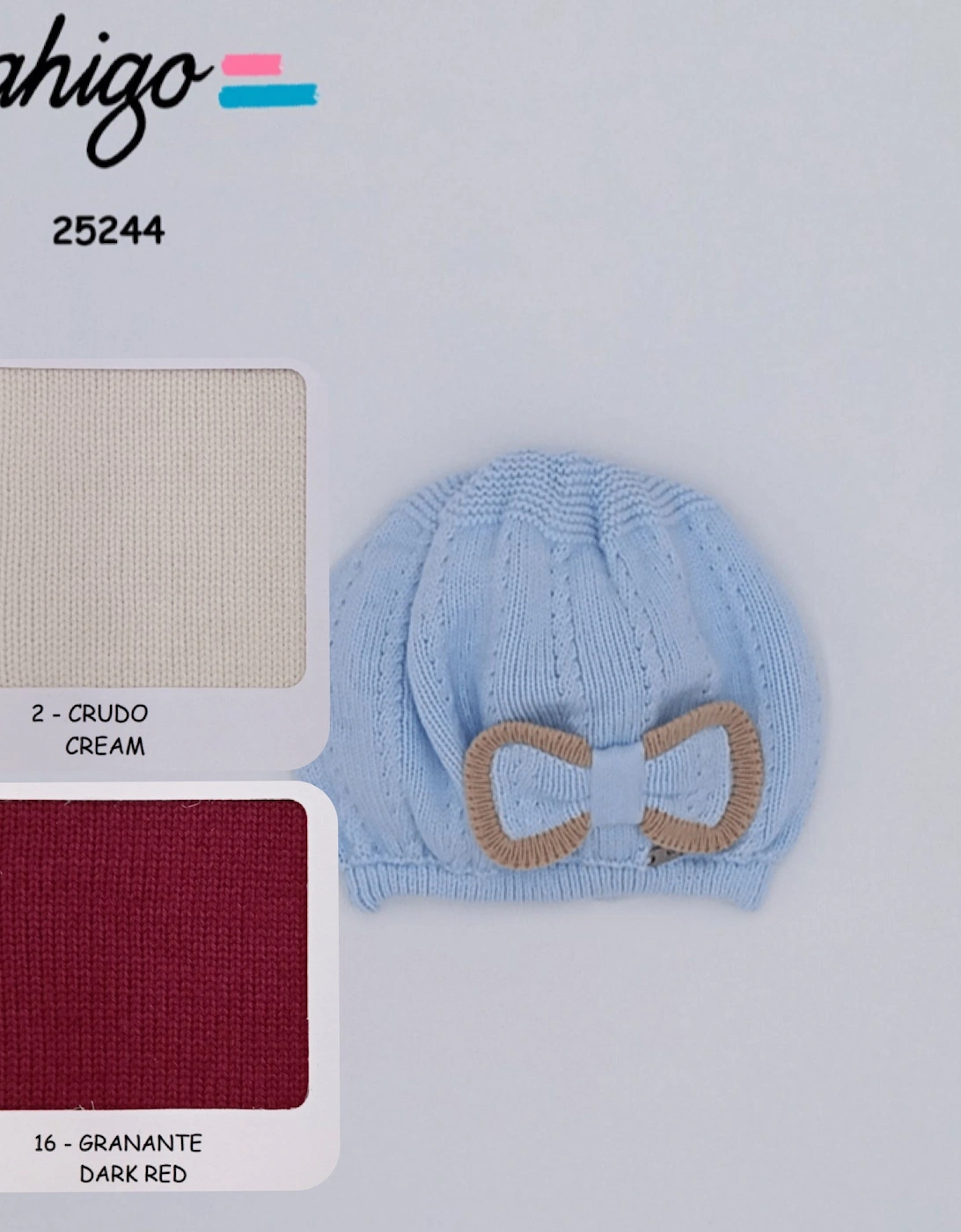 Girls Dark Red and Cream Knit Hat, 2 of 1