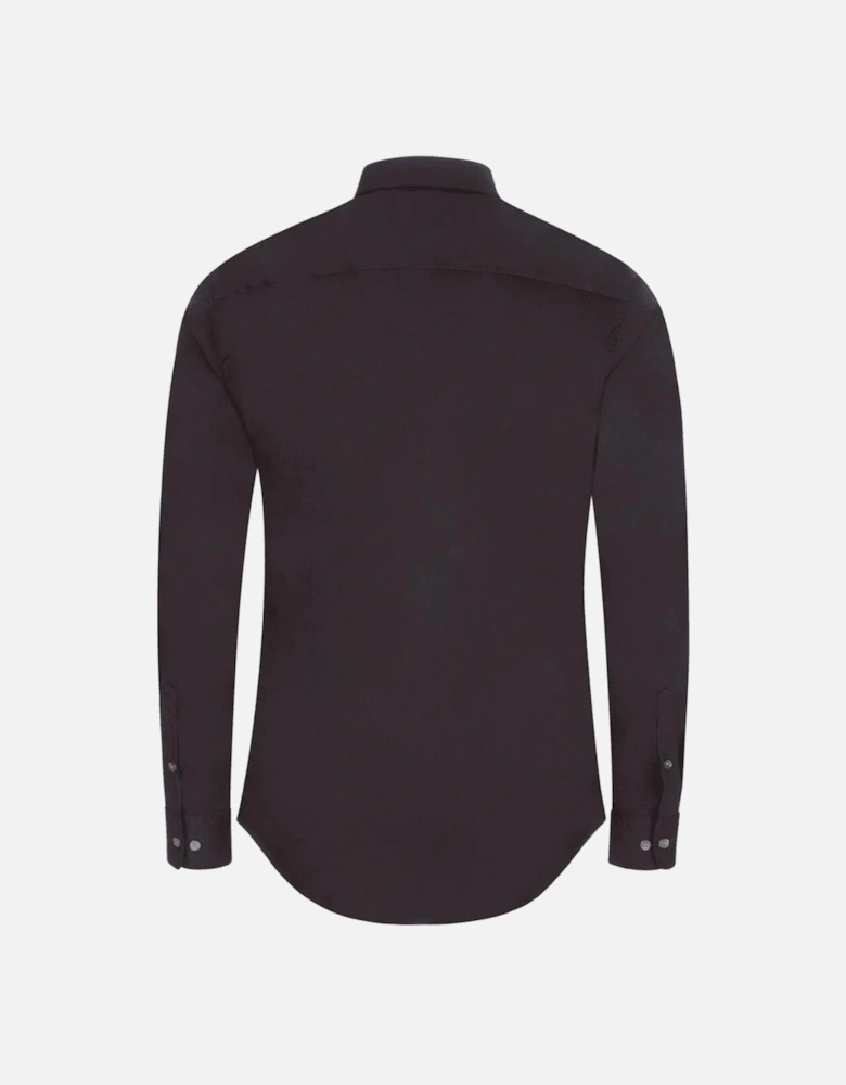 Embroidered Logo Slim Fit Cotton Black Shirt