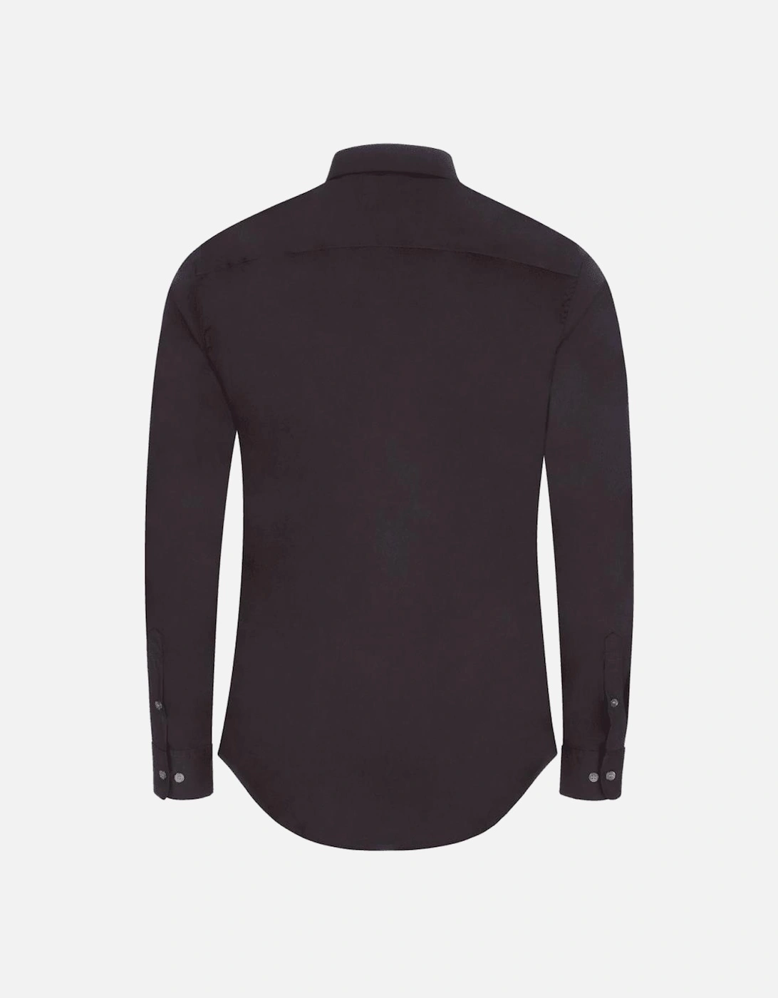 Embroidered Logo Slim Fit Cotton Black Shirt