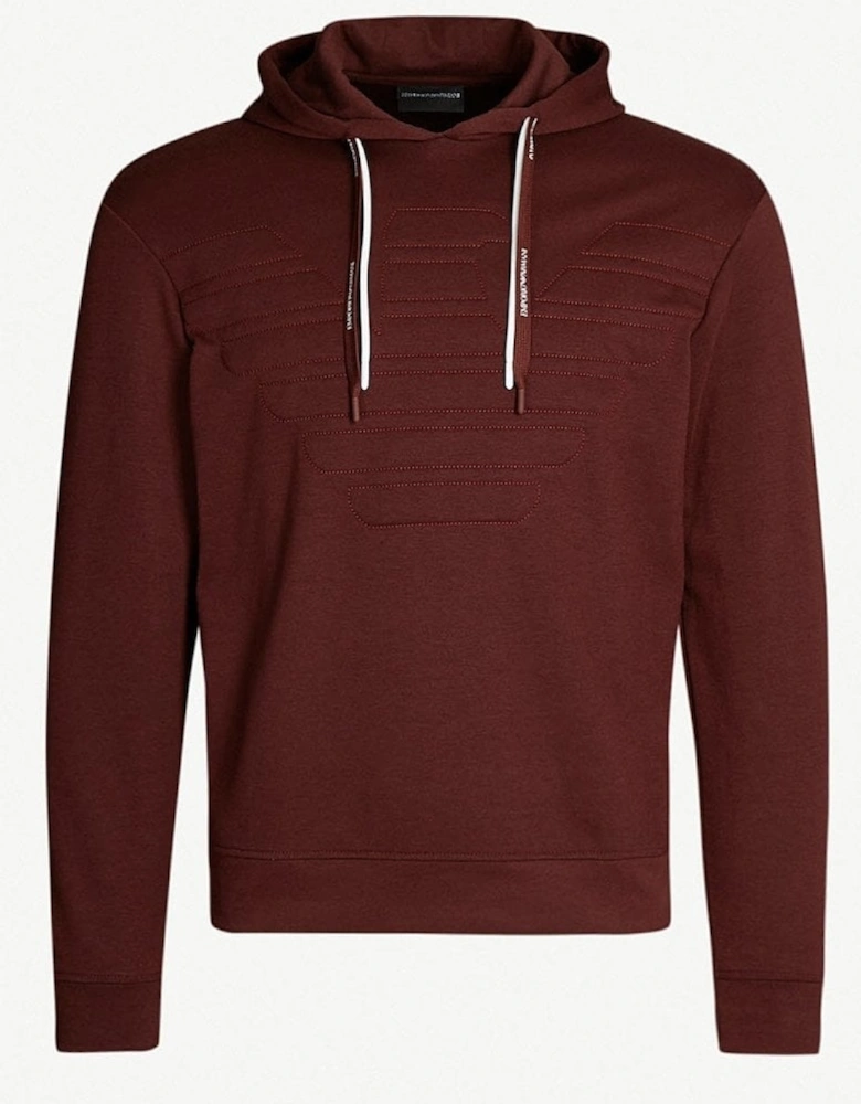 Cotton Stitched Logo Burgundy Hoodie