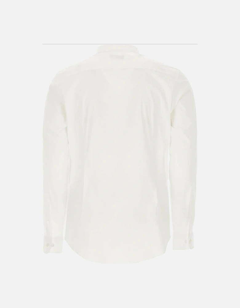 Embroidered Logo Slim Fit Cotton White Shirt