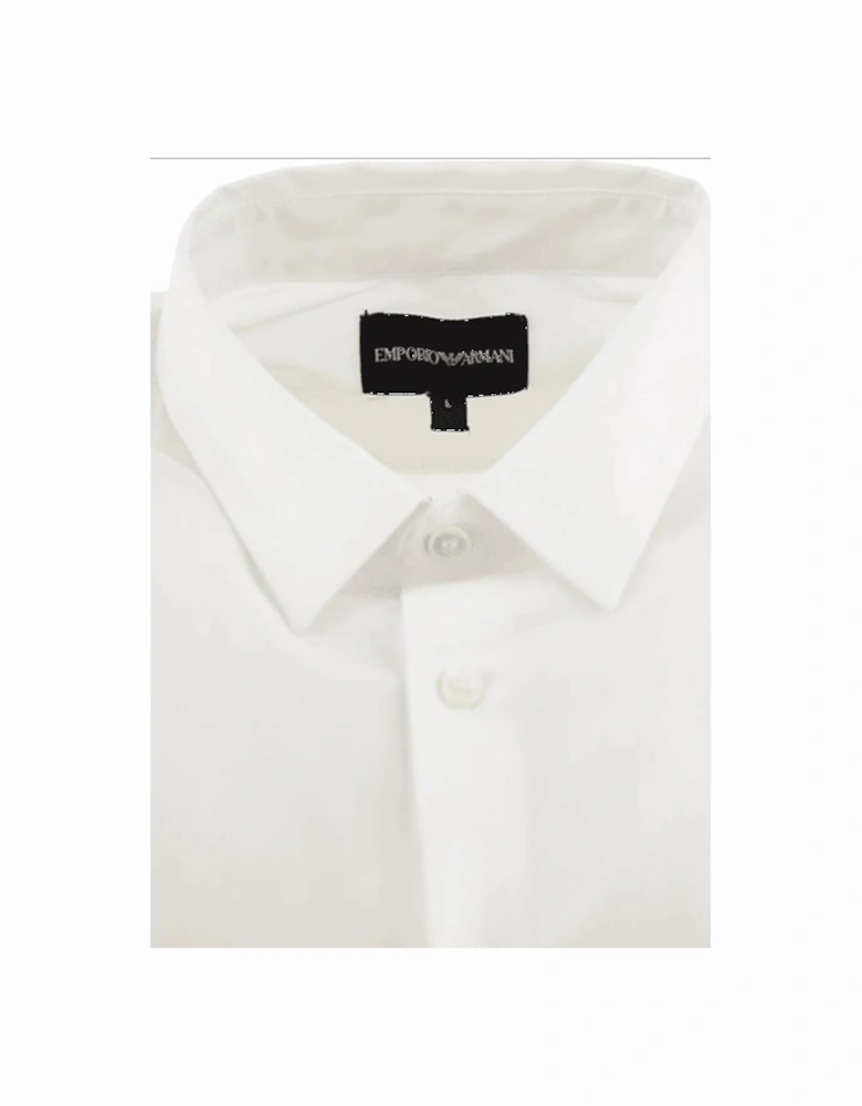 Embroidered Logo Slim Fit Cotton White Shirt