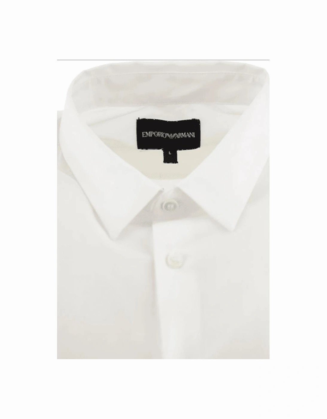 Embroidered Logo Slim Fit Cotton White Shirt
