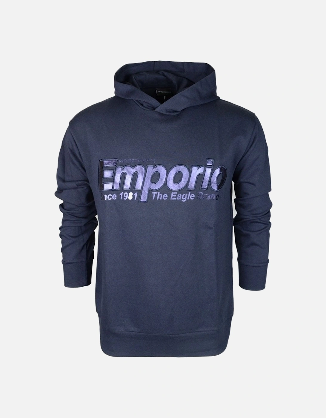 Cotton Overhead Embroidered Logo Navy Hoodie, 3 of 2
