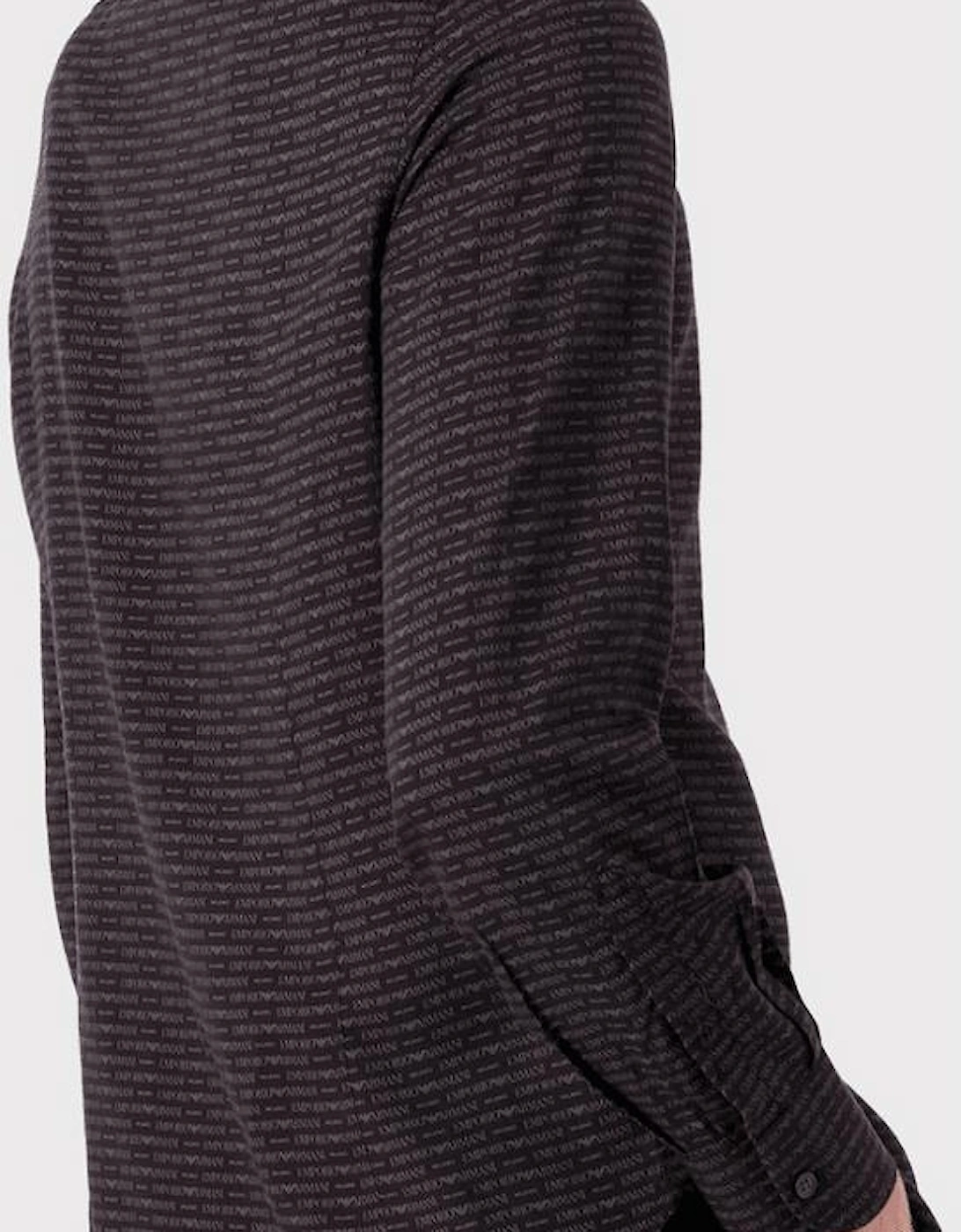 Allover Logo Long Sleeve Black Shirt
