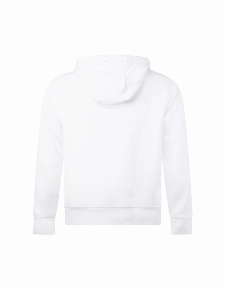 Cotton Overhead Embroidered Logo White Hoodie