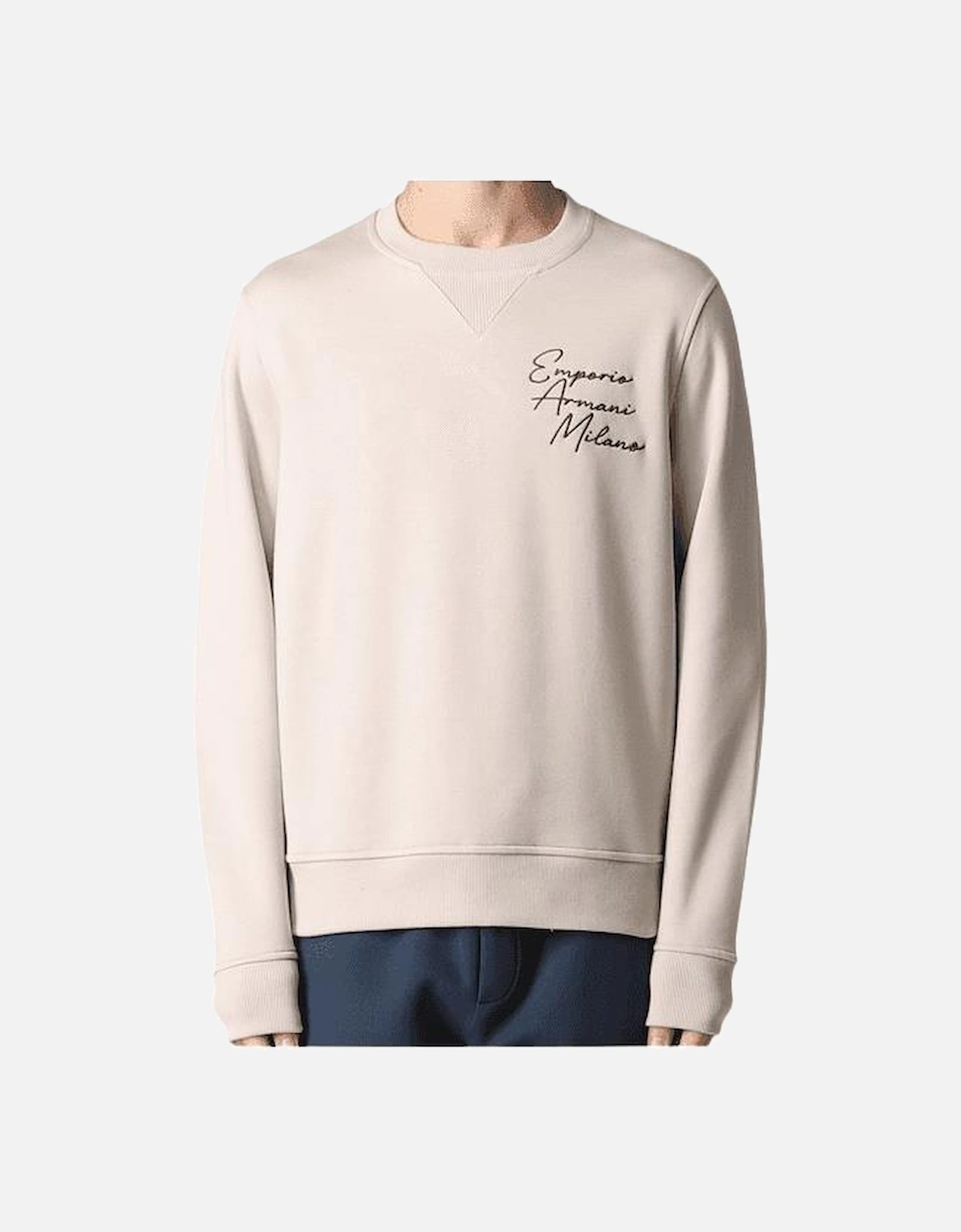 Cotton Embroidered Logo Cream Sweatshirt, 4 of 3