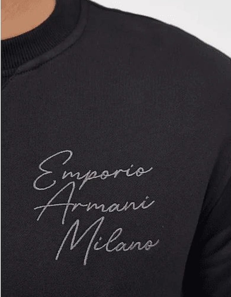Cotton Embroidered Logo Black Sweatshirt