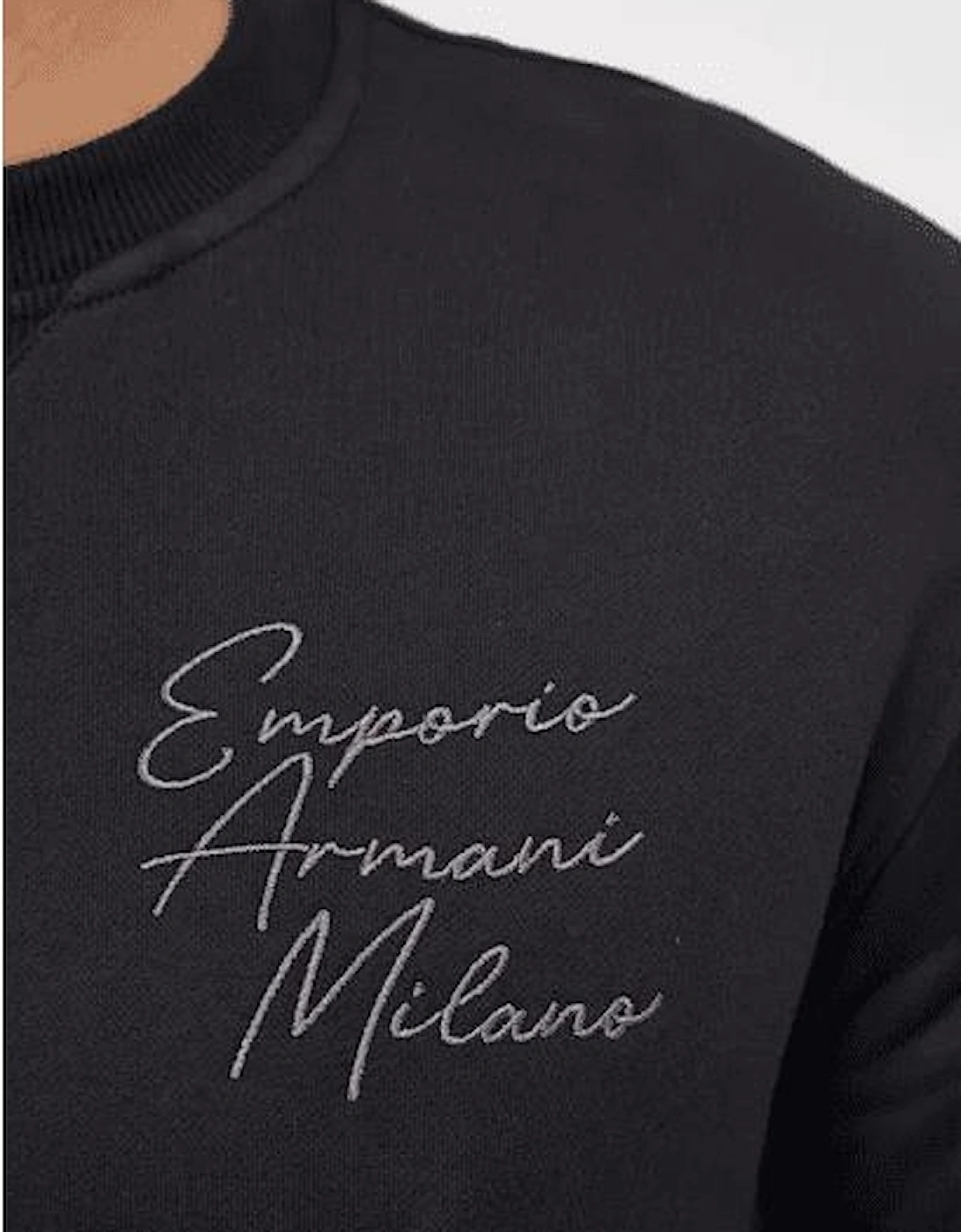 Cotton Embroidered Logo Black Sweatshirt